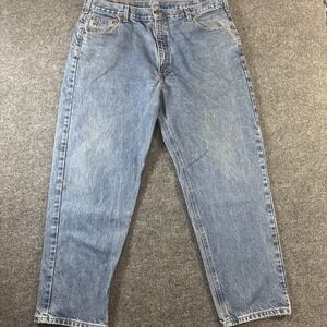Carhartt Jeans Mens 42x30  Blue Relaxed Tapered Denim Relaxed Fit B17-DST